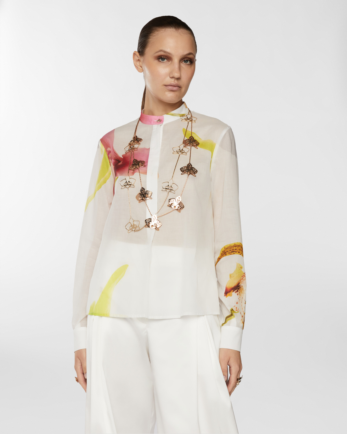 Orchids print blouse | Resort 2025 Collection, Blouses, Tops & Blouses, Spring Summer 2025, Formal Suit, Ready to Wear, Highlights, Private sale, Mid season sale-20% | Genny
