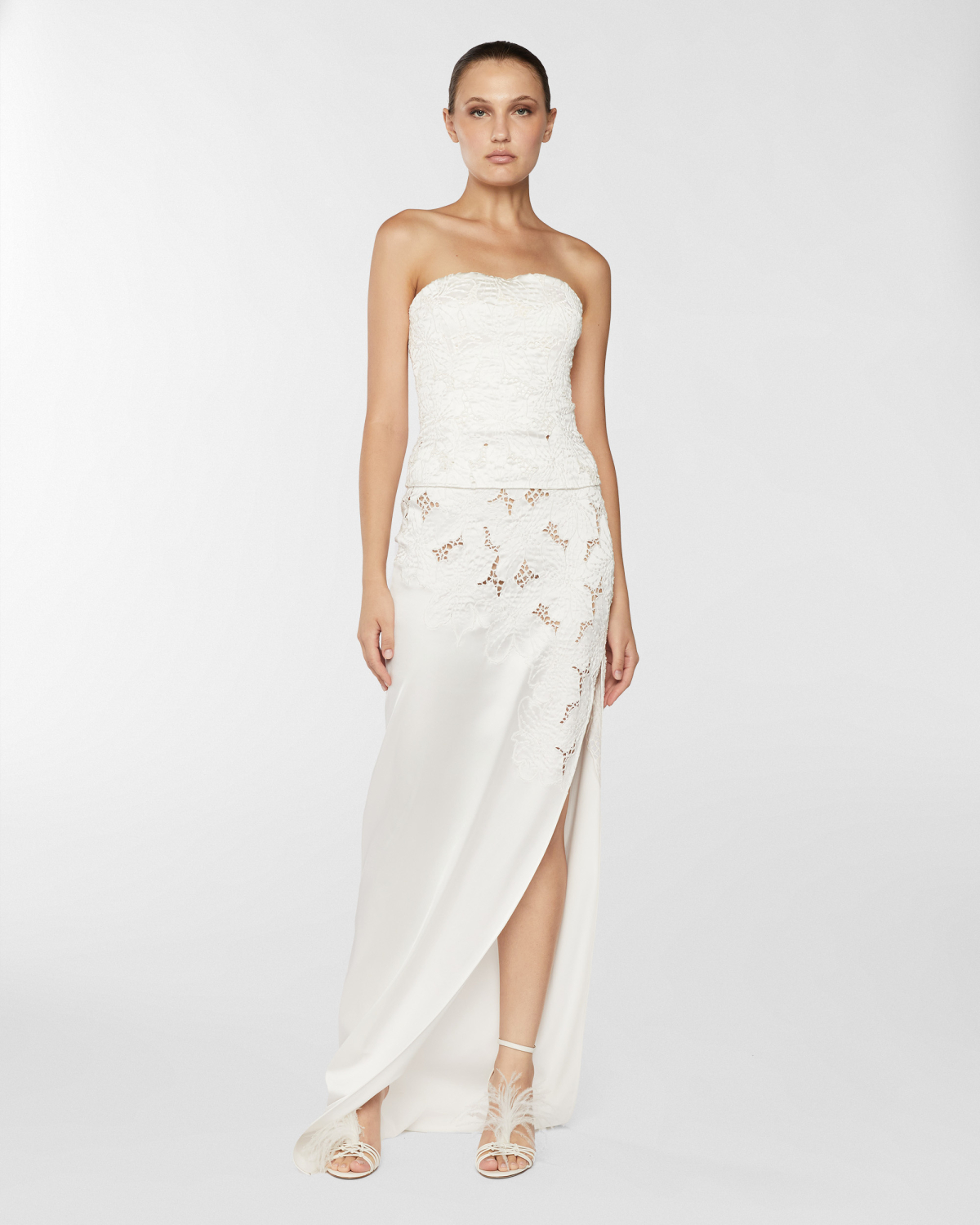 Bustier top with Orchids embroidery | Resort 2025 Collection, Tops & Blouses, Crop tops, Spring Summer 2025, Formal Suit, Embroideries and sequins, Ready to Wear, Highlights, Private sale, Ceremony Outfit, Mid season sale -30%, Sale- mid season | Genny