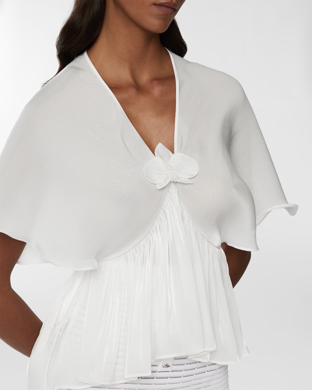 Blouse with three-dimensional Orchid | Resort 2025 Collection, Tops & Blouses, Blouses, Spring Summer 2025, Ceremony Outfit, Mother’s Day Gifts, Ready to Wear, Highlights, Private sale, Mid season sale-20%, Sale- mid season | Genny