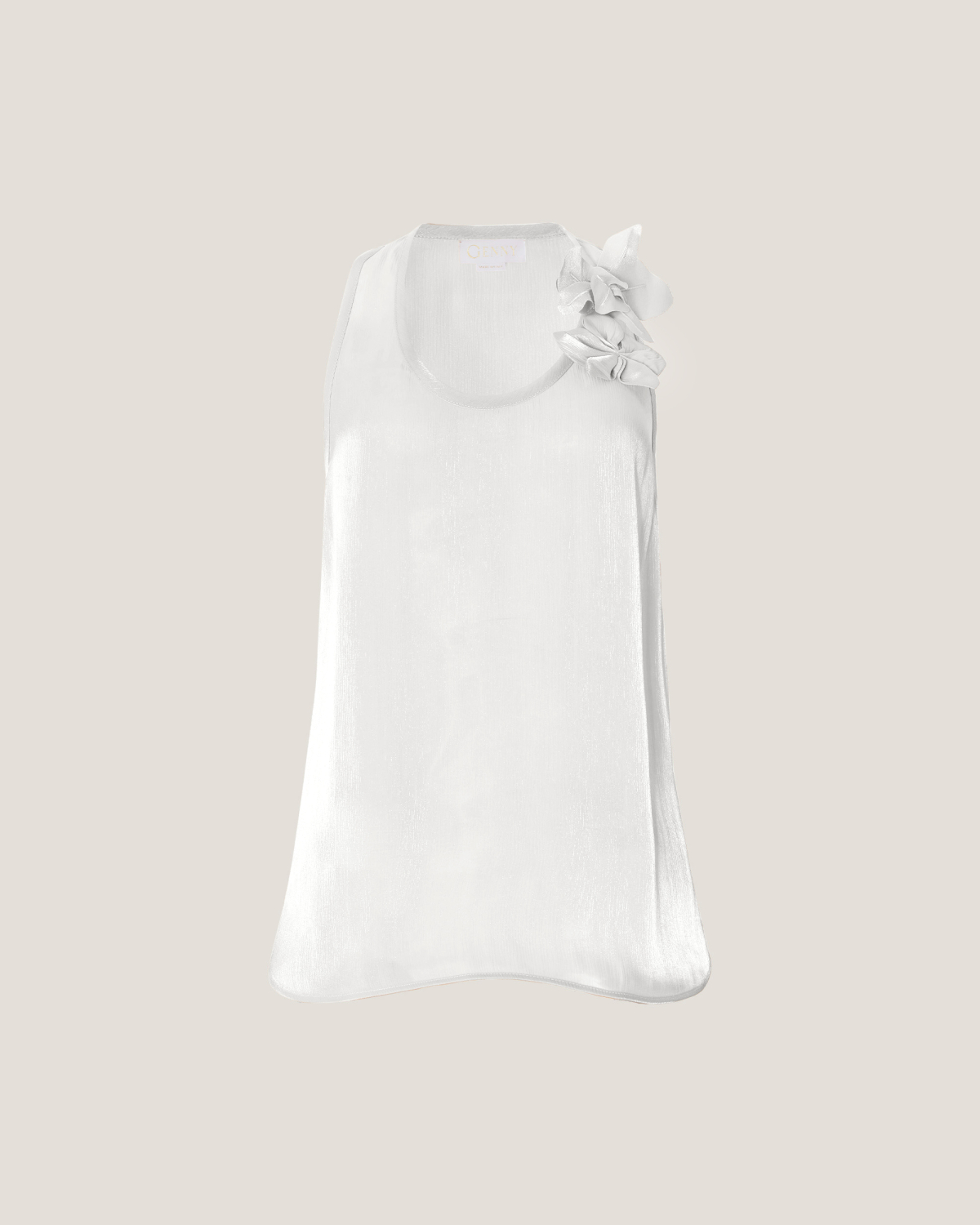 Top with three-dimensional Orchids | Resort 2025 Collection, Tops & Blouses, Spring Summer 2025, Ready to Wear, Highlights, Private sale, Mid season sale-20%, Sale- mid season | Genny