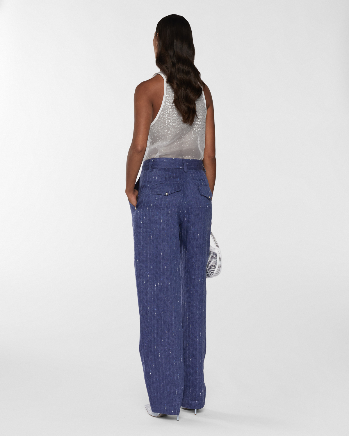 Silk top with gradient Blockchain rhinestones | Resort 2025 Collection, Tops & Blouses, Spring Summer 2025, Formal Suit, Mother’s Day Gifts, Ready to Wear, Highlights, Private sale, Sale- mid season, Mid season sale-20% | Genny