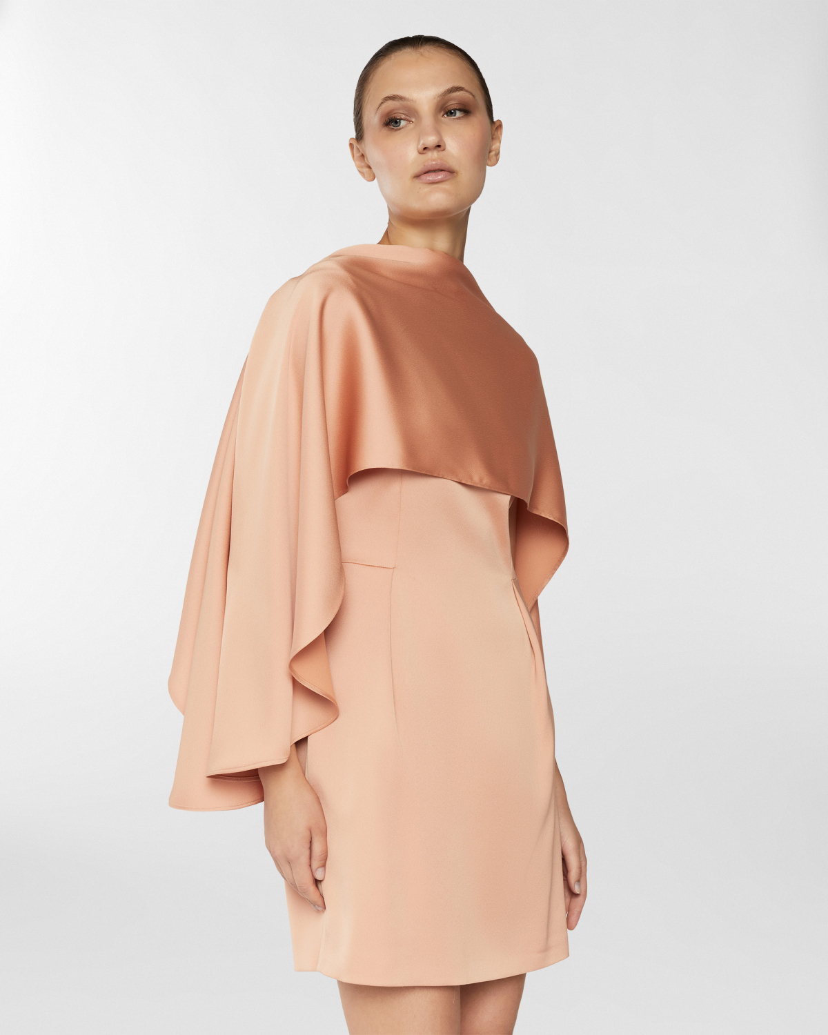 Sheath dress with removable cape | Resort 2025 Collection, Dresses & Jumpsuits, Daily dresses, Mini dresses, Spring Summer 2025, Ceremony Outfit, Ready to Wear, Highlights, Private sale, Mid season sale-20%, Sale- mid season | Genny