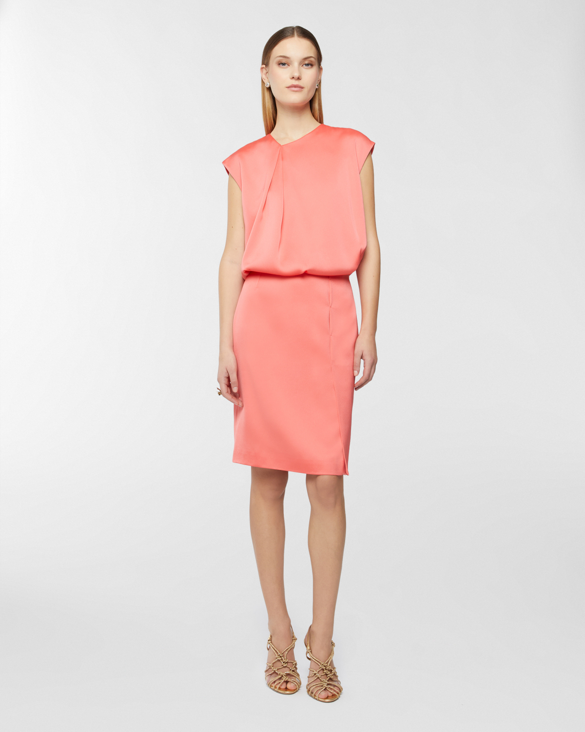 Satin dress with slit | Dresses & Jumpsuits, Resort 2025 Collection, Spring Summer 2025, Daily dresses, Ceremony dresses, Midi Dresses, Ready to Wear, New Arrivals, Private sale, Mid season sale -30%, Sale- mid season | Genny