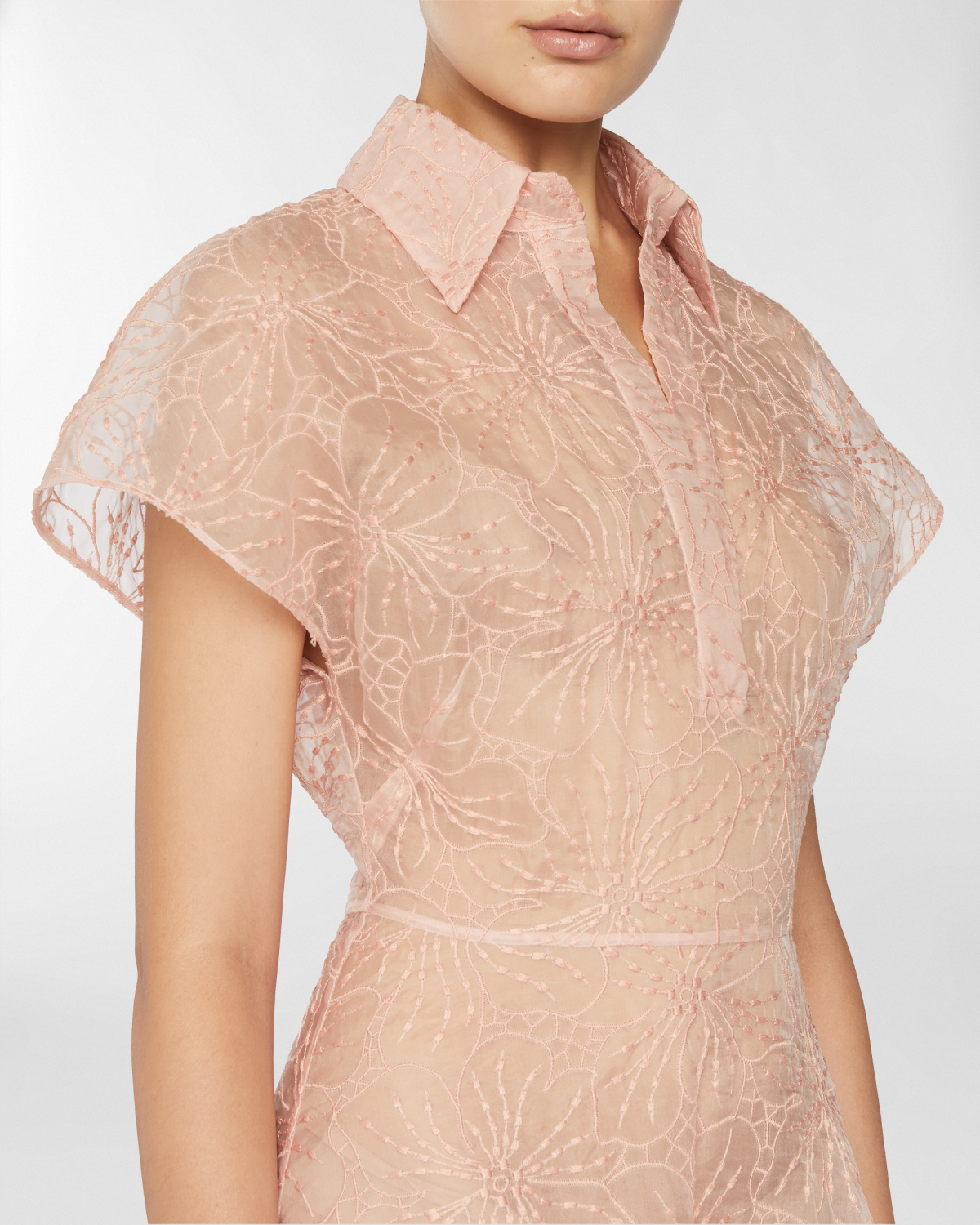 Silk dress with Orchids embroidery | Resort 2025 Collection, Mother’s Day Gifts, Dresses & Jumpsuits, Daily dresses, Spring Summer 2025, Ceremony Outfit, Embroideries and sequins, Midi Dresses, Ready to Wear, Highlights, Private sale, Mid season sale-20%, Sale- mid season | Genny