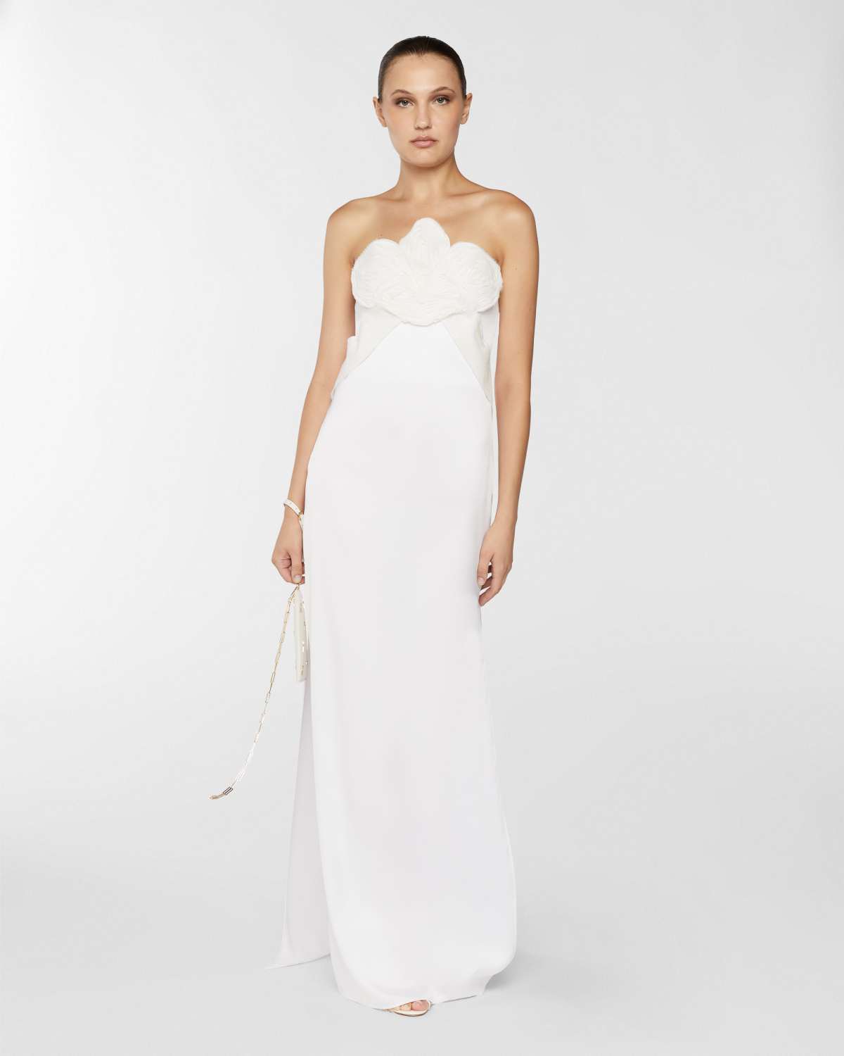 Satin dress with Orchid | Resort 2025 Collection, Dresses & Jumpsuits, Evening and Cocktail dresses, Spring Summer 2025, Ceremony dresses, Ceremony Outfit, Long Dresses, Ready to Wear, Highlights, Private sale, Mid season sale -30%, Sale- mid season | Genny