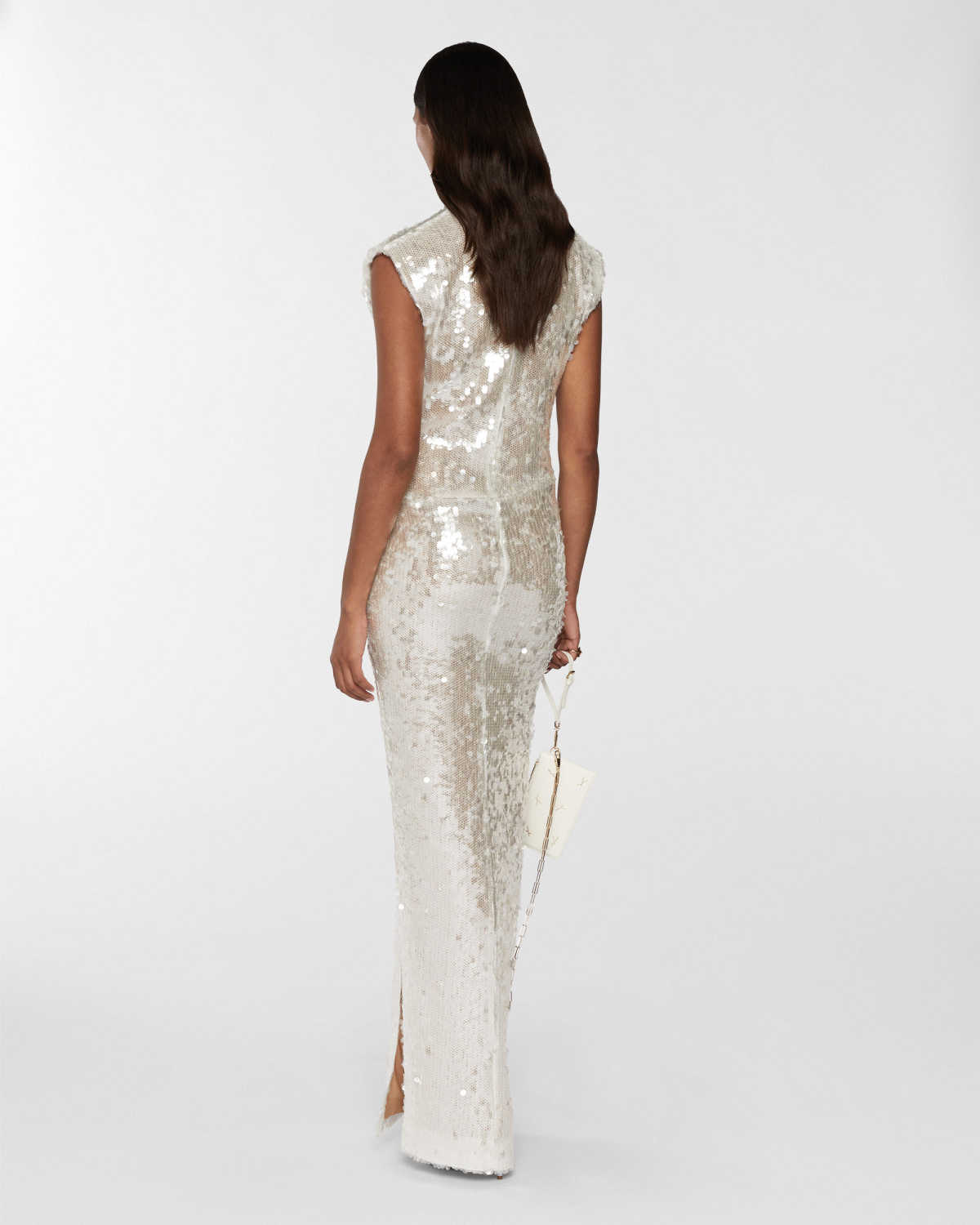 Sequin dress with draped neckline | Resort 2025 Collection, Dresses & Jumpsuits, Evening and Cocktail dresses, Spring Summer 2025, Ceremony dresses, Ceremony Outfit, Long Dresses, Embroideries and sequins, Ready to Wear, Highlights | Genny