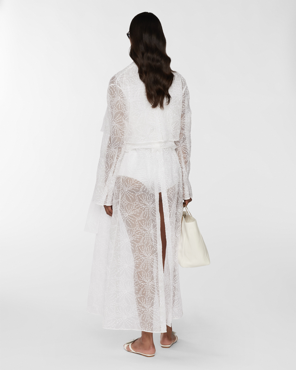 Silk trench with Orchids embroidery | Resort 2025 Collection, Coats & Jackets, Jackets, Spring Summer 2025, Ceremony Outfit, Mother’s Day Gifts, Ready to Wear, Highlights, Private sale, Mid season sale -30%, Sale- mid season | Genny