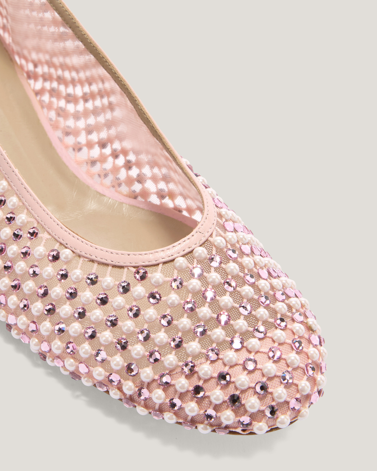 Ballet flats in mesh with pearls rhinestones | Valentine's Gifts, Spring Summer 2025 Collection, Mother’s Day Gifts, Shoes , Spring Summer 2025, Ceremony Outfit, Ceremony Shoes, Highlights, Mid season sale-20%, Sale- mid season | Genny