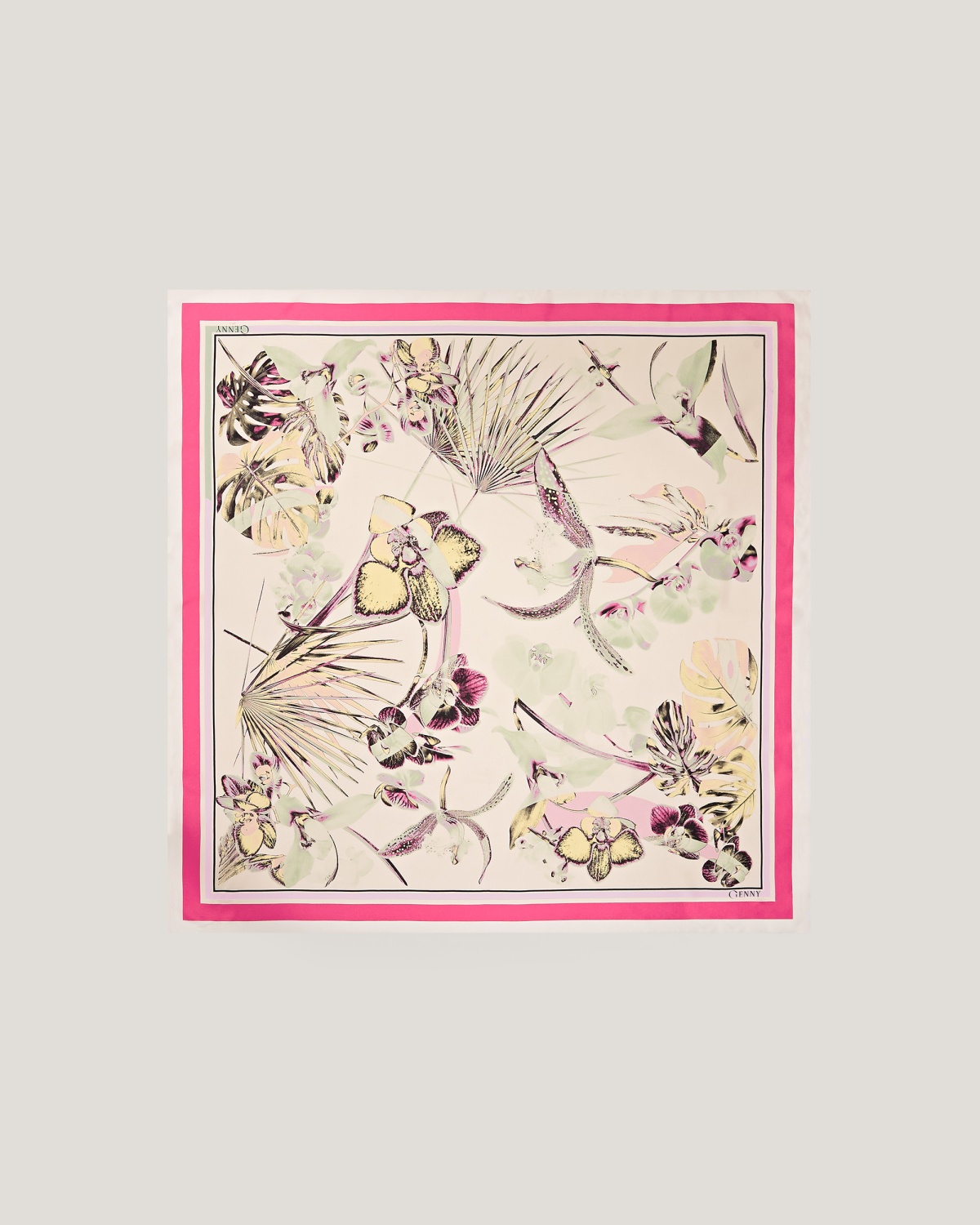 Jungle Orchids large silk scarf | Silk Scarves, Spring Summer 2025 Collection, Spring Summer 2025, Beachwear, Ready to Wear, Highlights, Accessories, Mid season sale-20%, Sale- mid season | Genny