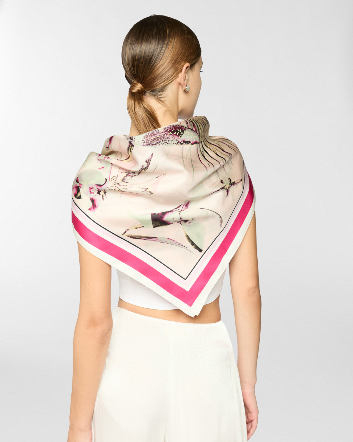 Jungle Orchids large silk scarf | Silk Scarves, Spring Summer 2025 Collection, Spring Summer 2025, Beachwear, Ready to Wear, Highlights, Accessories, Mid season sale-20%, Sale- mid season | Genny