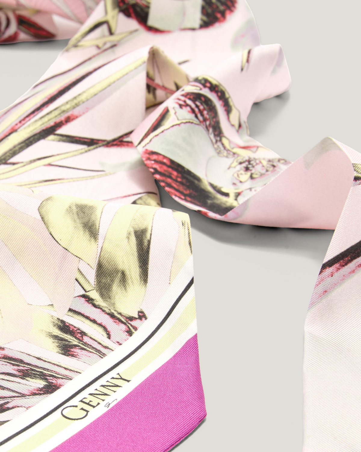 Jungle Orchids silk scarf | Silk Scarves, Spring Summer 2025 Collection, Spring Summer 2025, Highlights, Accessories, Mid season sale-20%, Sale- mid season | Genny