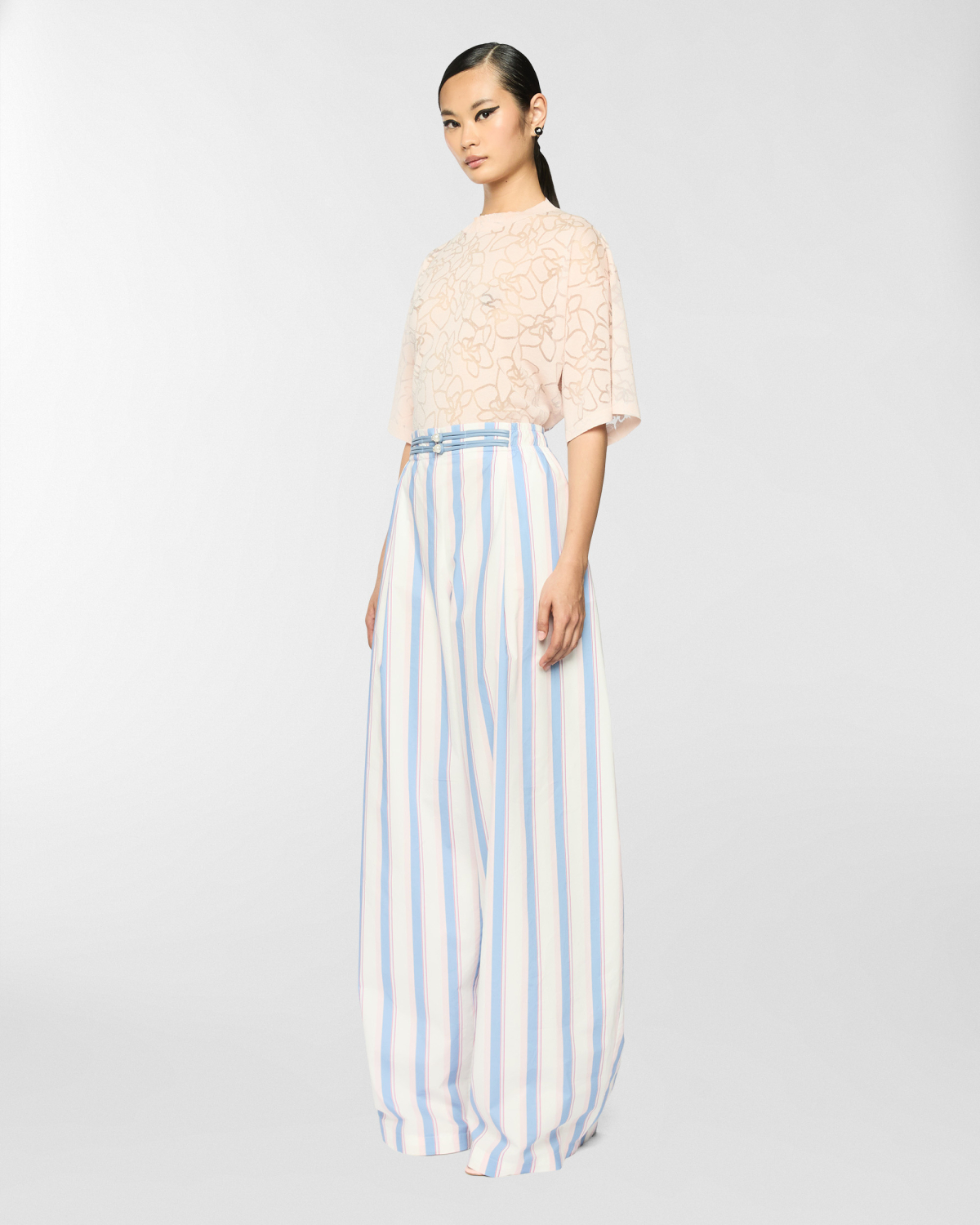 Knit t-shirt with orchid pattern | Tops & Blouses, Spring Summer 2025 Collection, Spring Summer 2025, Beachwear, Ready to Wear, New Arrivals, Private sale, Mid season sale -30%, Sale- mid season | Genny