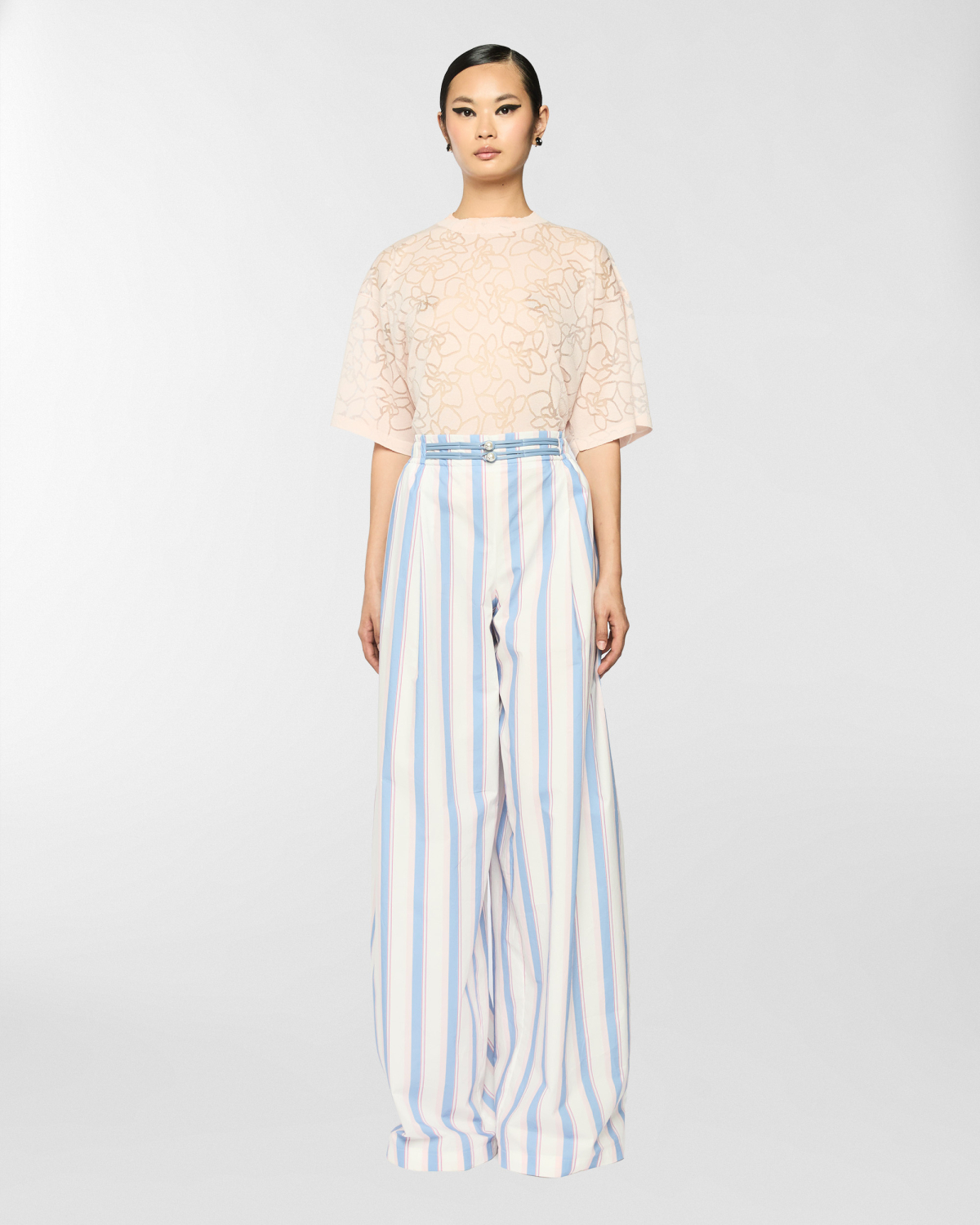 Knit t-shirt with orchid pattern | Tops & Blouses, Spring Summer 2025 Collection, Spring Summer 2025, Beachwear, Ready to Wear, New Arrivals, Private sale, Mid season sale -30%, Sale- mid season | Genny