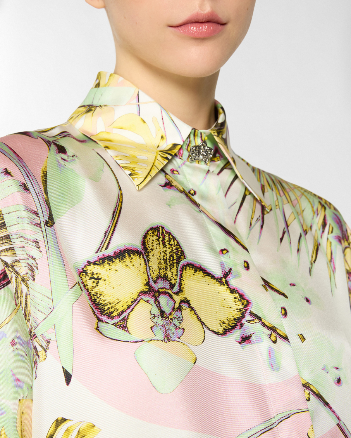 Jungle Orchids silk shirt | Tops & Blouses, Shirts, Spring Summer 2025 Collection, Spring Summer 2025, Ready to Wear, Highlights, Private sale, Mid season sale -30%, Sale- mid season | Genny