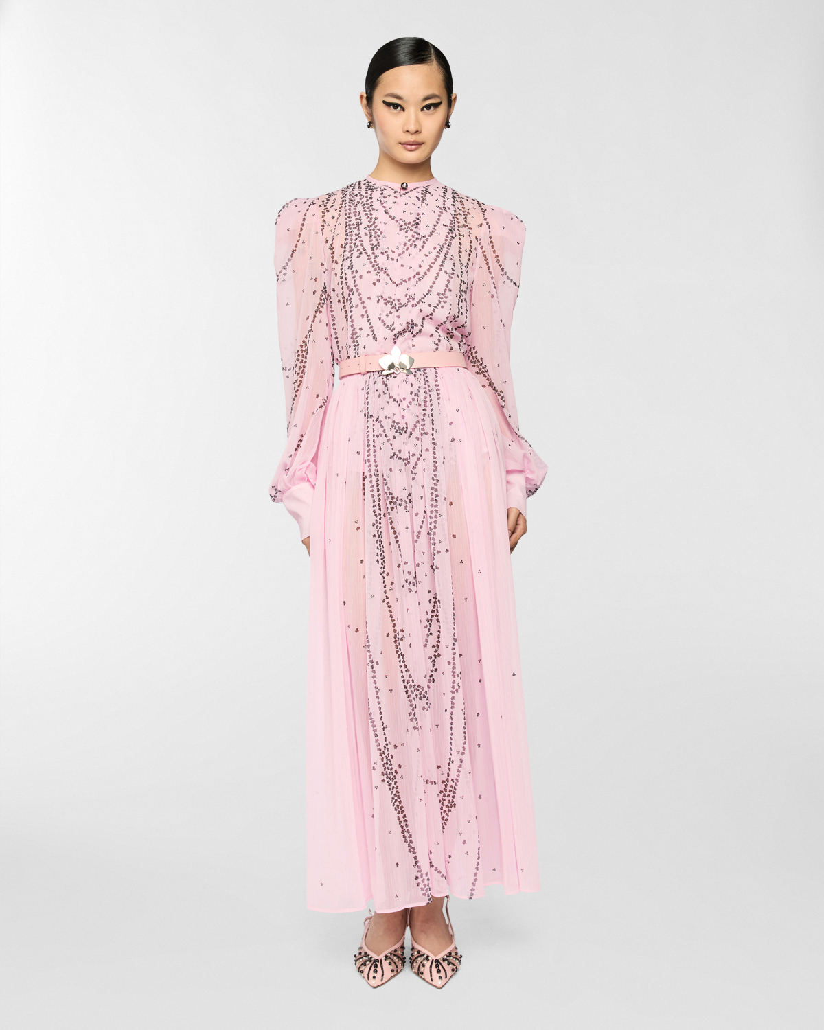 Micro Orchids shirt with rhinestones | Spring Summer 2025 Collection, Blouses, Tops & Blouses, Spring Summer 2025, Ceremony Outfit, Formal Suit, Ready to Wear, Highlights, Private sale, Mid season sale -30%, Sale- mid season | Genny