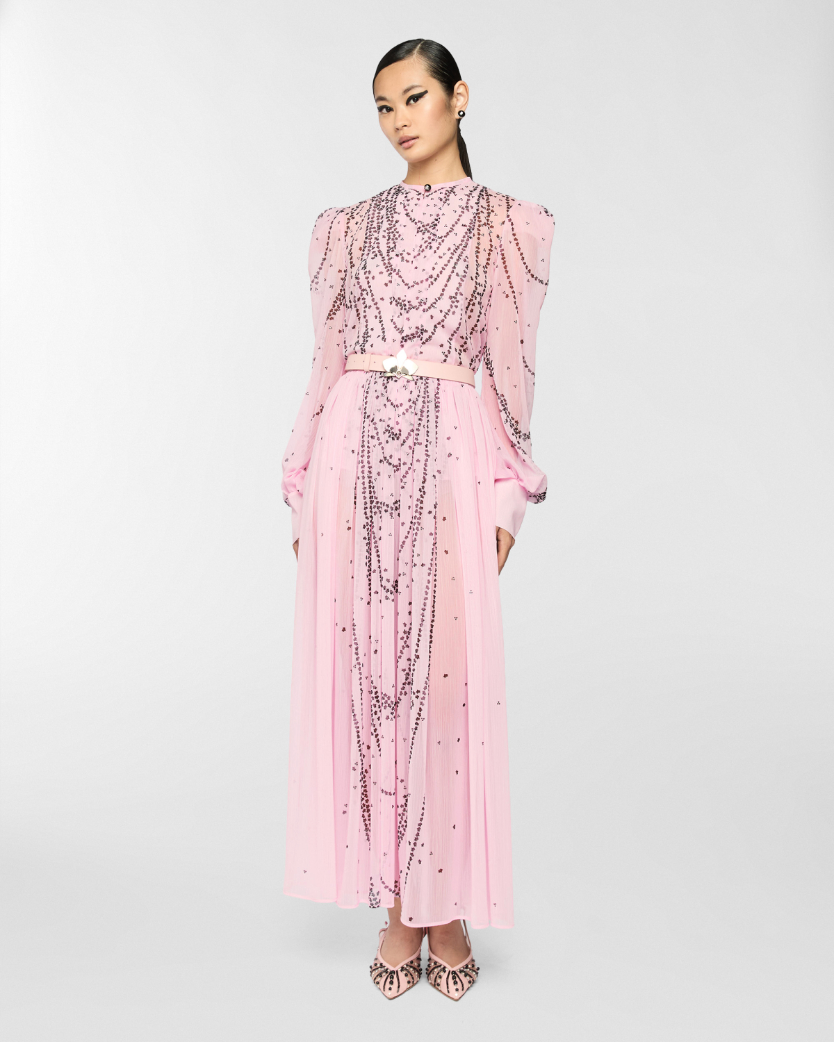 Micro Orchids shirt with rhinestones | Spring Summer 2025 Collection, Blouses, Tops & Blouses, Spring Summer 2025, Ceremony Outfit, Formal Suit, Ready to Wear, Highlights, Private sale, Mid season sale -30%, Sale- mid season | Genny