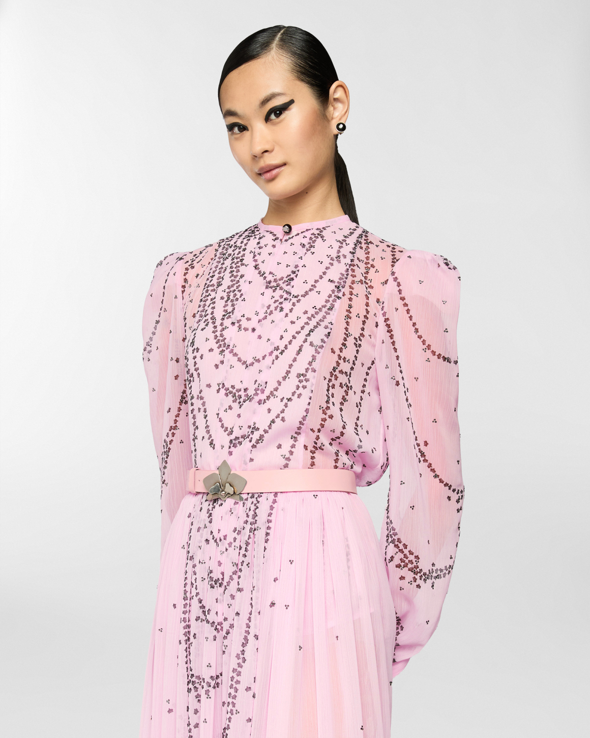 Micro Orchids shirt with rhinestones | Spring Summer 2025 Collection, Blouses, Tops & Blouses, Spring Summer 2025, Ceremony Outfit, Formal Suit, Ready to Wear, Highlights, Private sale, Mid season sale -30%, Sale- mid season | Genny