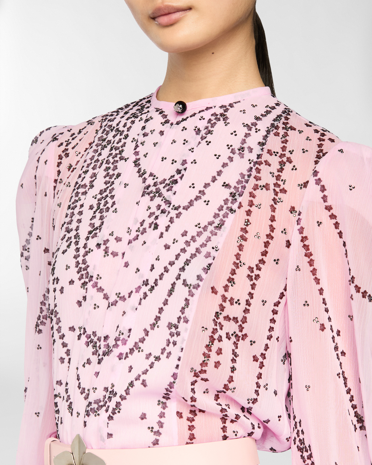 Micro Orchids shirt with rhinestones | Spring Summer 2025 Collection, Blouses, Tops & Blouses, Spring Summer 2025, Ceremony Outfit, Formal Suit, Ready to Wear, Highlights, Private sale, Mid season sale -30%, Sale- mid season | Genny