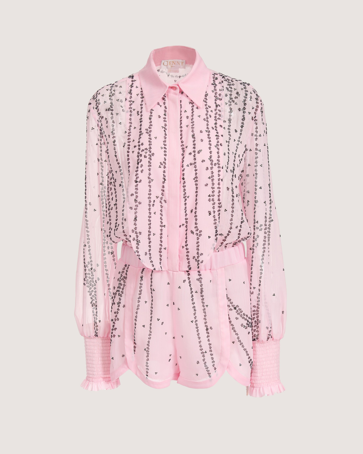 Micro Orchids playsuit with rhinestones | Spring Summer 2025, Dresses & Jumpsuits, Spring Summer 2025 Collection, Jumpsuits, Ready to Wear, Highlights, Private sale, Mid season sale -30%, Sale- mid season | Genny