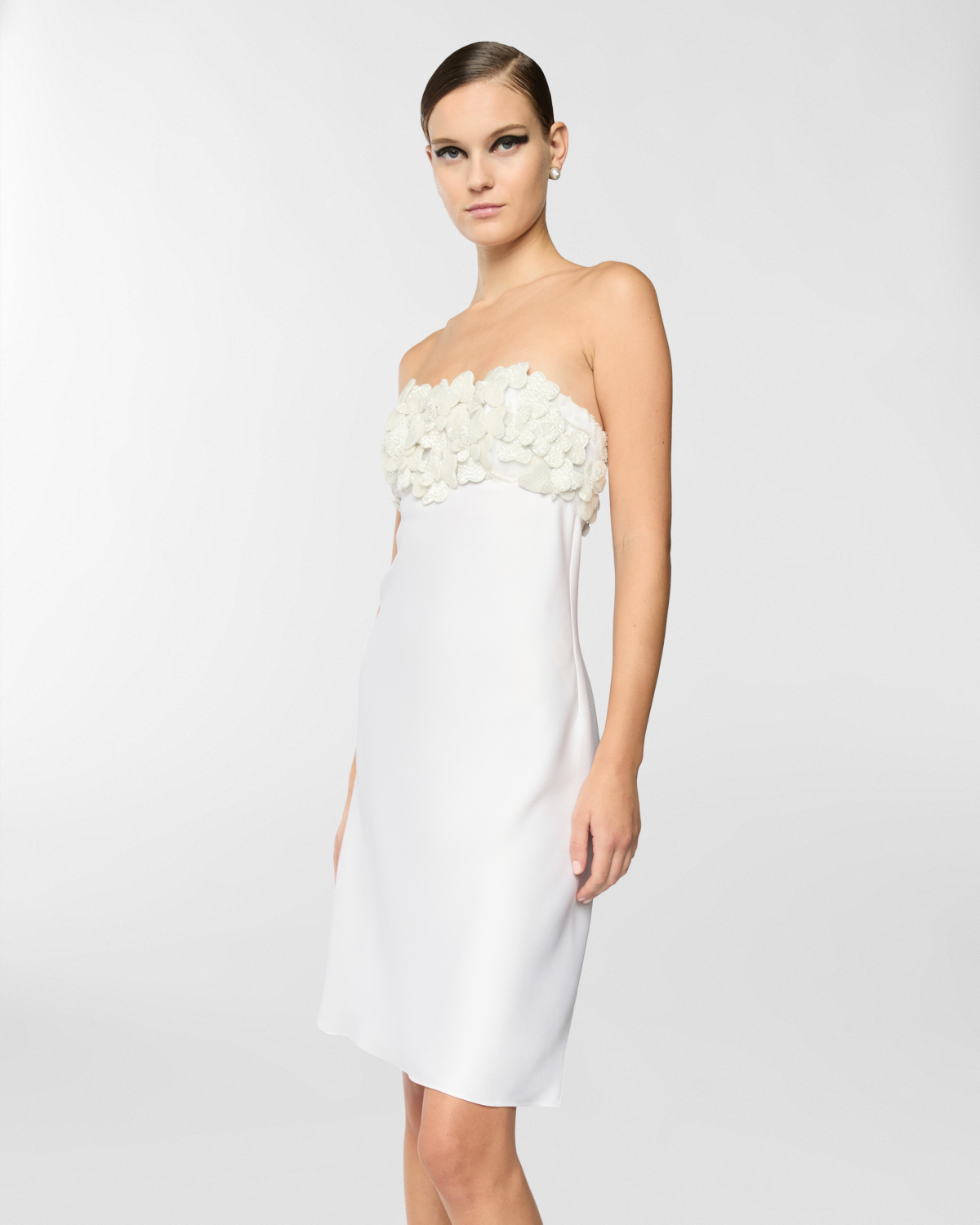Satin dress with embroidered neckline | Spring Summer 2025 Collection, Dresses & Jumpsuits, Mini dresses, Spring Summer 2025, Ceremony dresses, Ceremony Outfit, Embroideries and sequins, Mother’s Day Gifts, Ready to Wear, Highlights, Private sale, Mid season sale -30%, Sale- mid season | Genny