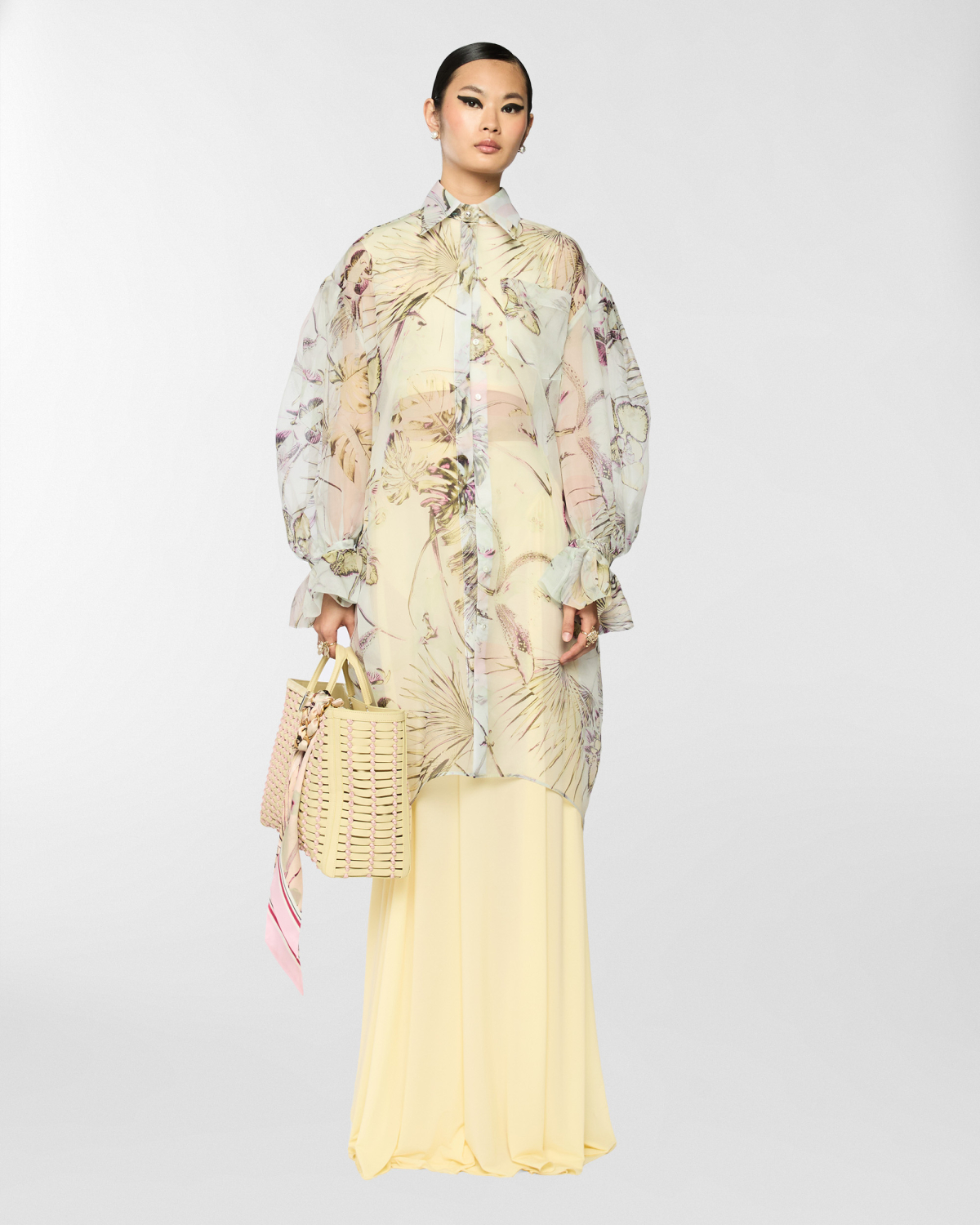 Jungle Orchids silk chemisier | Spring Summer 2025 Collection, Dresses & Jumpsuits, Spring Summer 2025, Ceremony Outfit, Beachwear, Mother’s Day Gifts, Ready to Wear, Highlights, Private sale, Mid season sale -30%, Sale- mid season | Genny