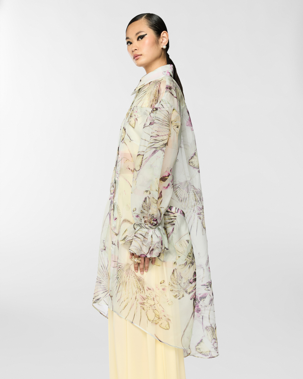 Jungle Orchids silk chemisier | Spring Summer 2025 Collection, Dresses & Jumpsuits, Spring Summer 2025, Ceremony Outfit, Beachwear, Mother’s Day Gifts, Ready to Wear, Highlights, Private sale, Mid season sale -30%, Sale- mid season | Genny