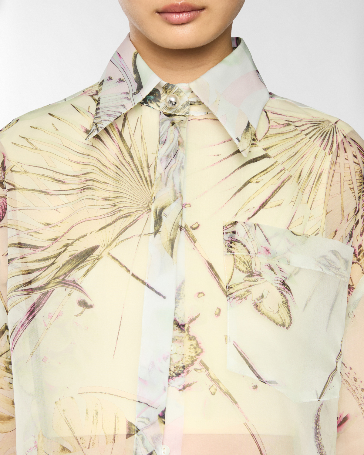 Jungle Orchids silk chemisier | Spring Summer 2025 Collection, Dresses & Jumpsuits, Spring Summer 2025, Ceremony Outfit, Beachwear, Mother’s Day Gifts, Ready to Wear, Highlights, Private sale, Mid season sale -30%, Sale- mid season | Genny