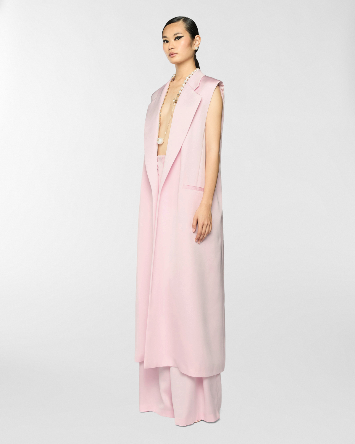 Long satin gilet | Spring Summer 2025 Collection, Mother’s Day Gifts, Coats & Jackets, Vest, Spring Summer 2025, Formal Suit, Ready to Wear, Highlights, Ceremony Outfit, Mid season sale-20%, Sale- mid season | Genny