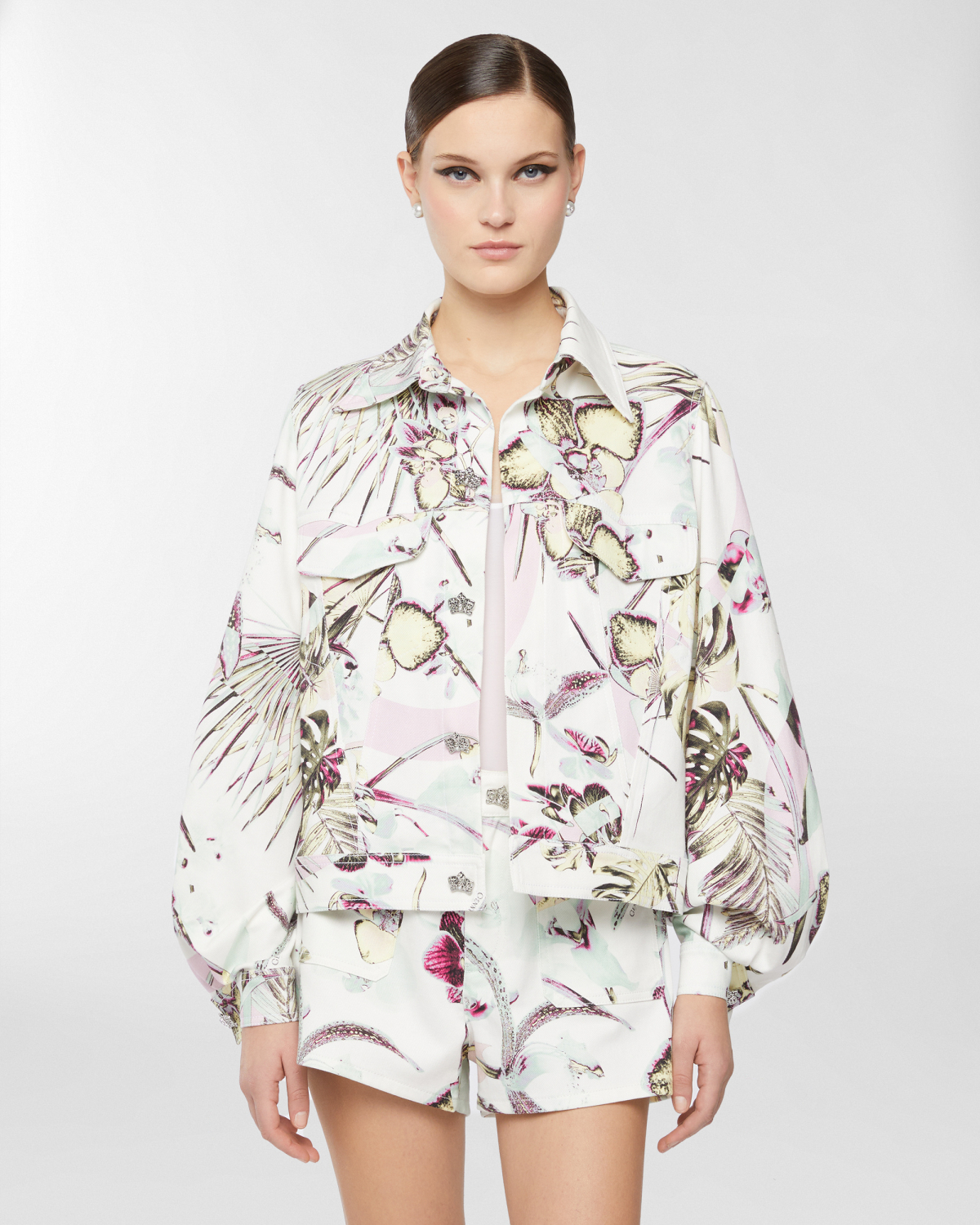 Jungle Orchids cotton drill jacket | Spring Summer 2025 Collection, Spring Summer 2025, Coats & Jackets, Jackets, Ready to Wear, New Arrivals, Private sale | Genny