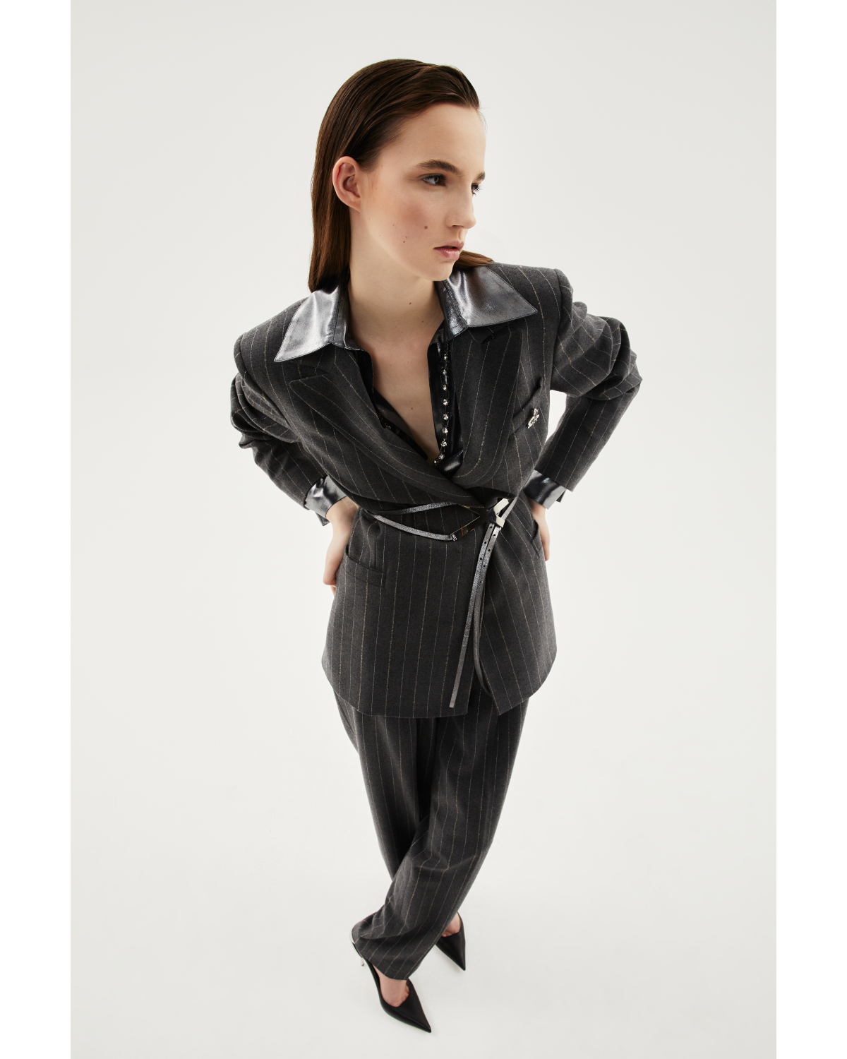 Pinstripe wool wide-leg pants | Fall Winter 2025 | Genny