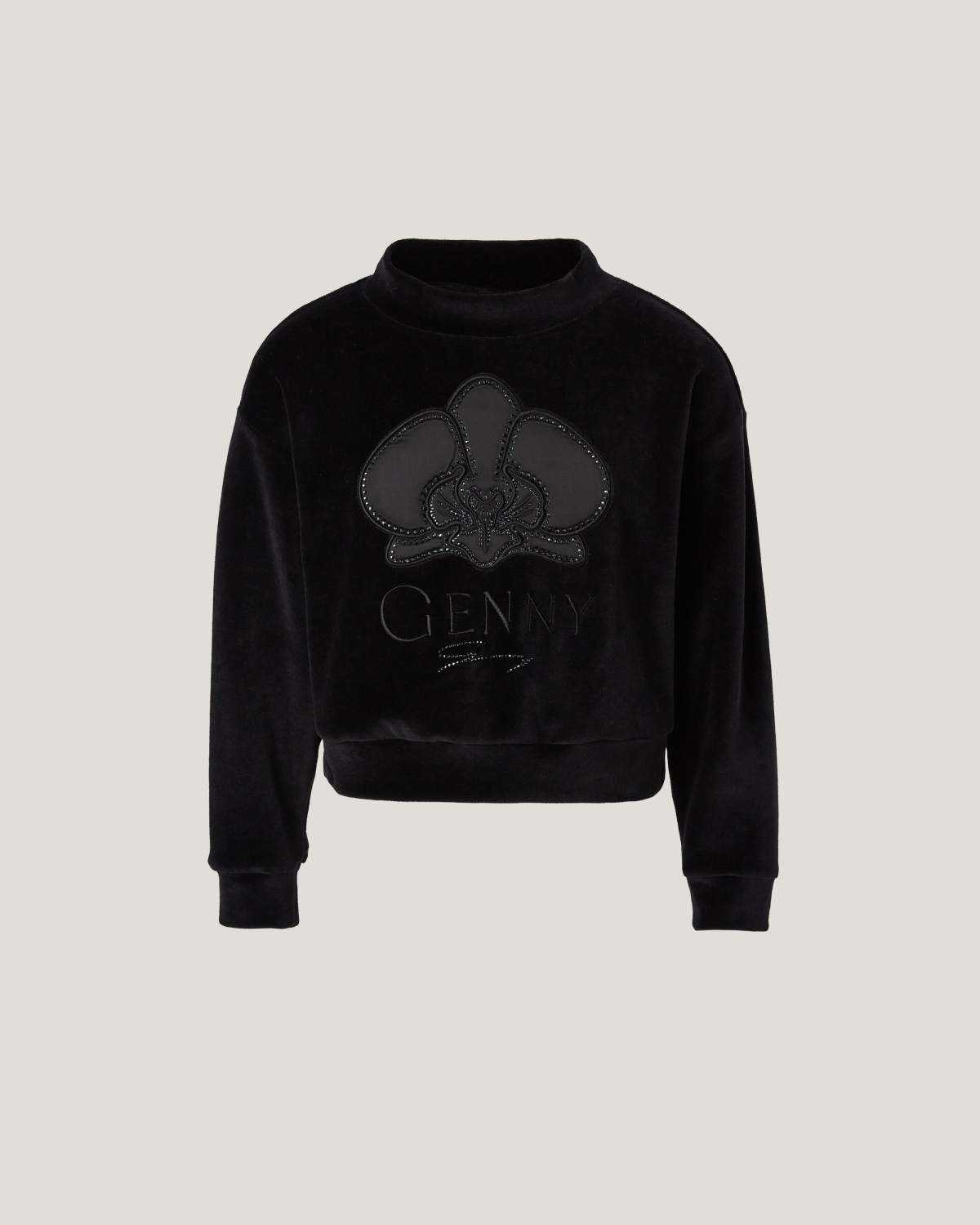 Rhinestone and orchid embroided sweatshirt | Genny Princess, Highlights | Genny