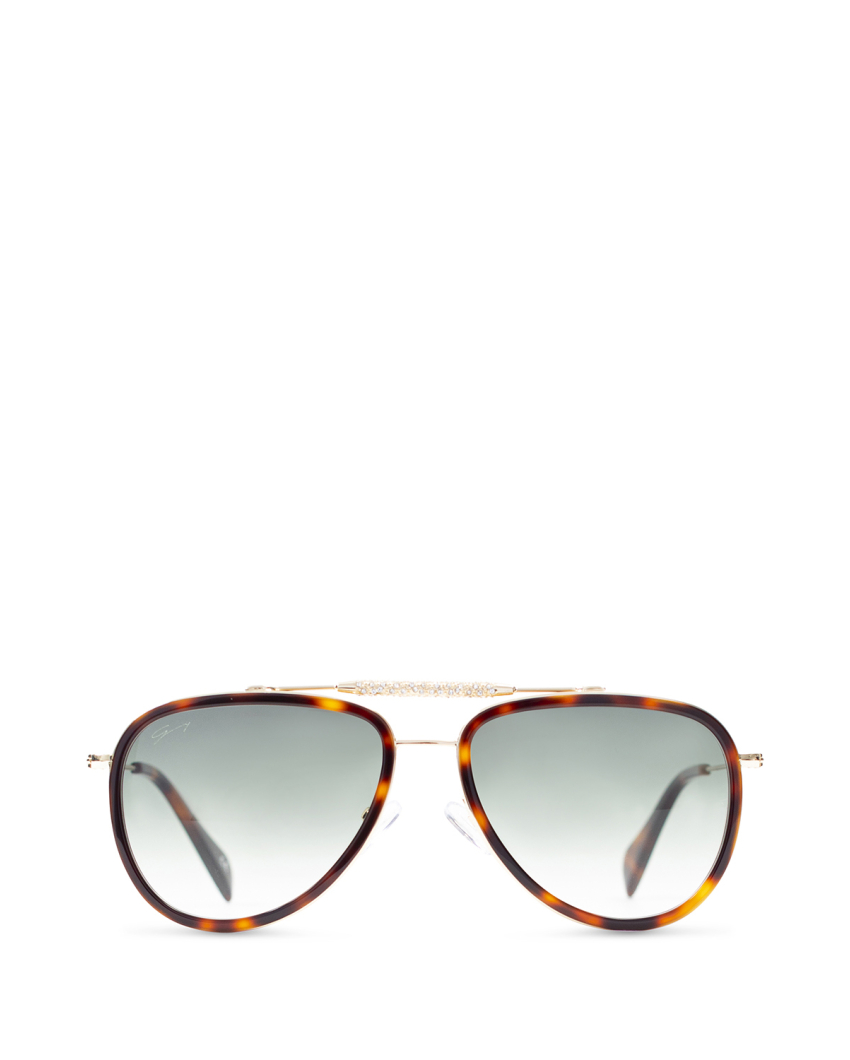 Tortoiseshell acetate aviator style sunglasses