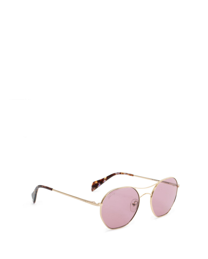 Gold hexagonal double bridge sunglasses 