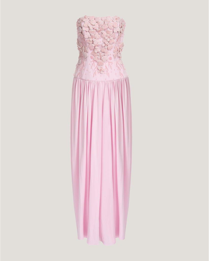 Embroidered bustier long dress