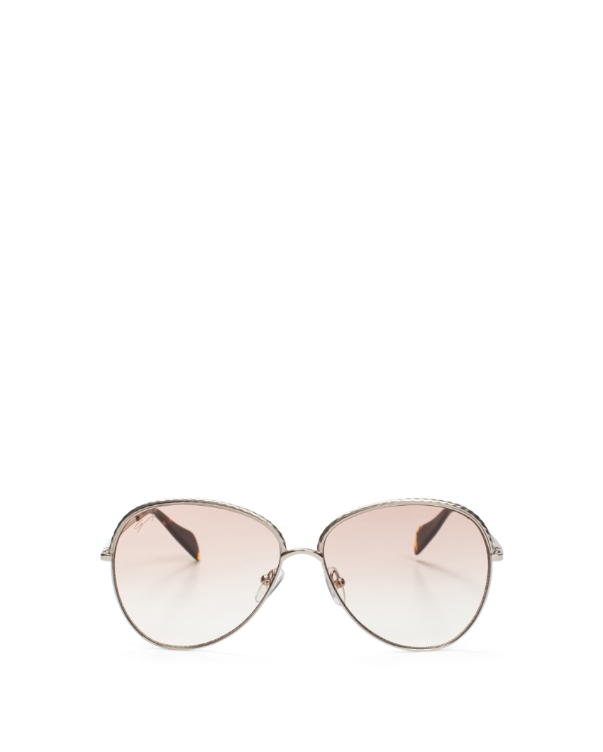 Braided grey round-frame sunglasses
