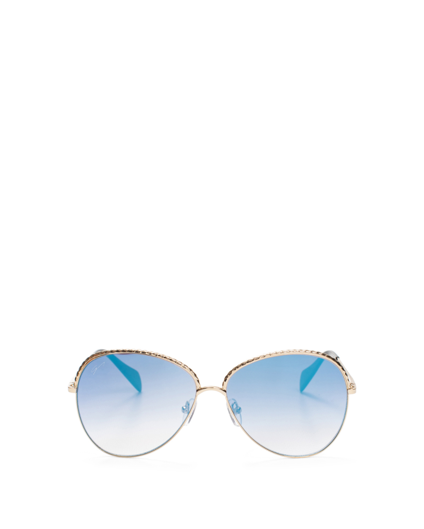 Braided gold round-frame sunglasses