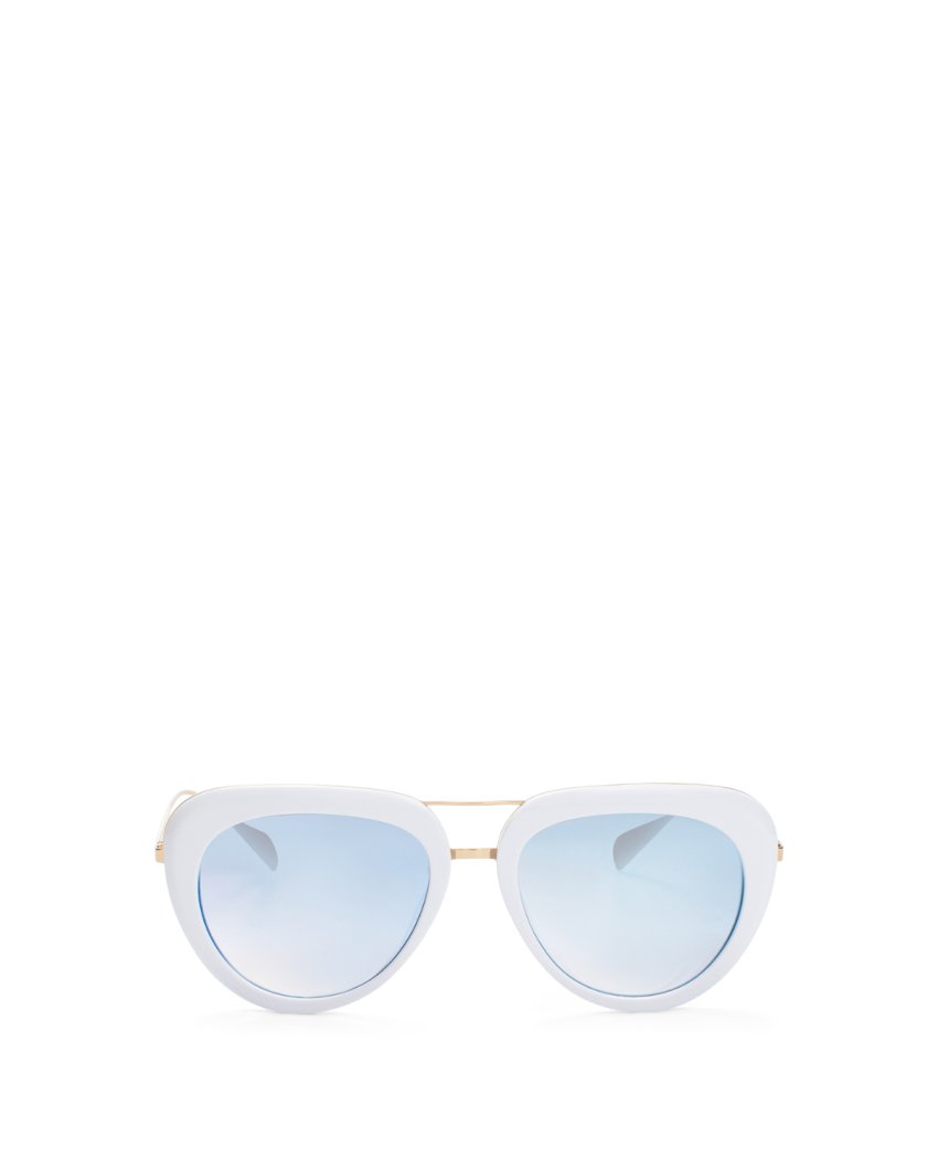 White aviator sunglasses with gradient lenses