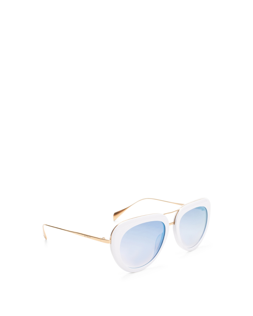 White aviator sunglasses with gradient lenses