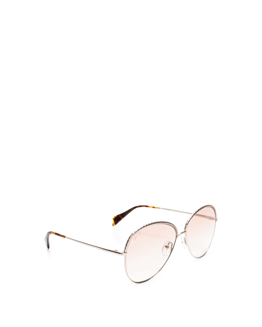 Braided grey round-frame sunglasses