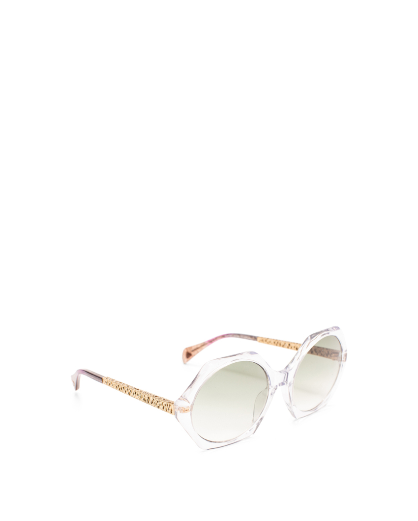 Hexagon-frame transparent sunglasses