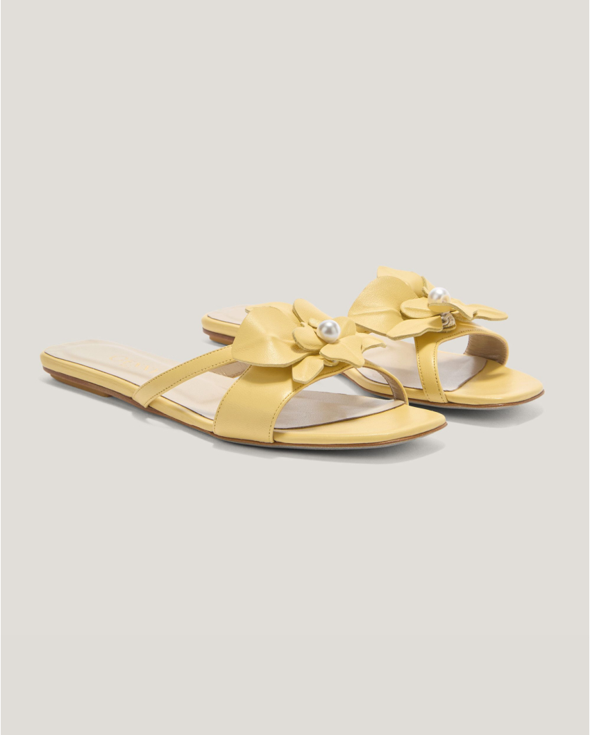 Flat nappa leather sandals with Orchid 