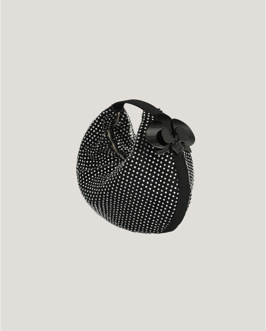 Satin Fortune bag with rhinestones