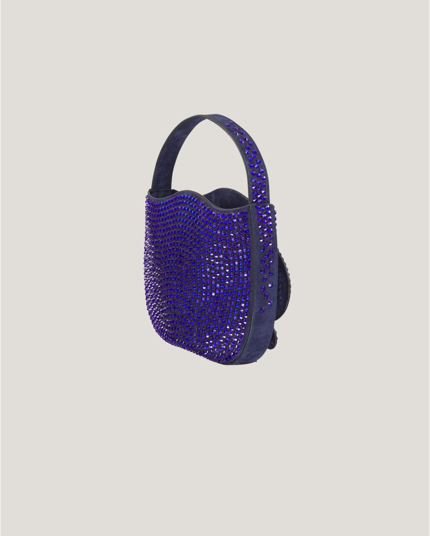 Leather Orchid Bag with rhinestones