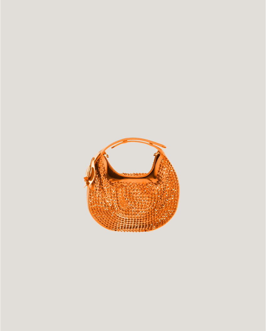Mini satin Fortune bag with rhinestones