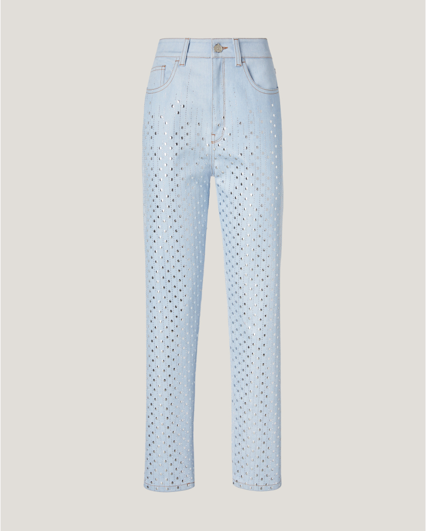 Five pockets jeans with rhinestones