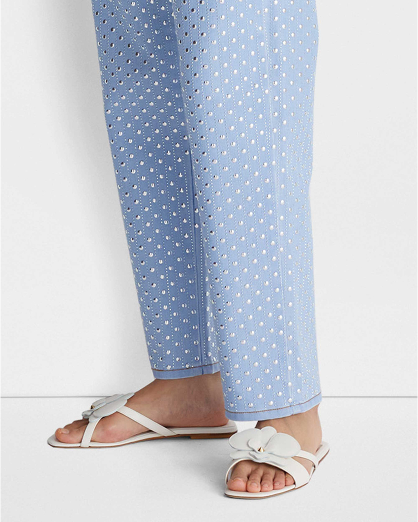 Flat nappa leather sandals with Orchid