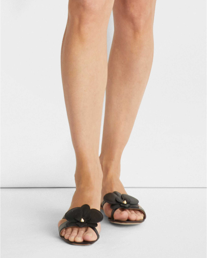 Flat nappa leather sandals with Orchid