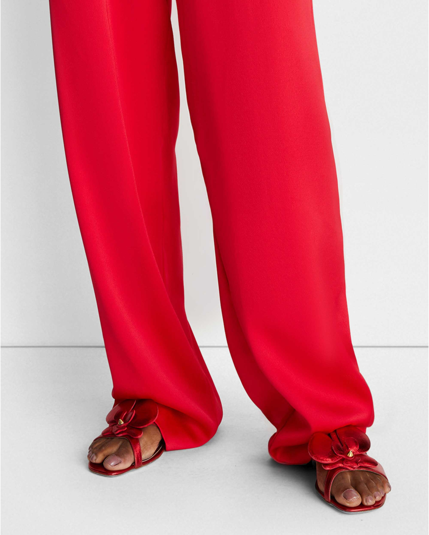Flat nappa leather sandals with Orchid