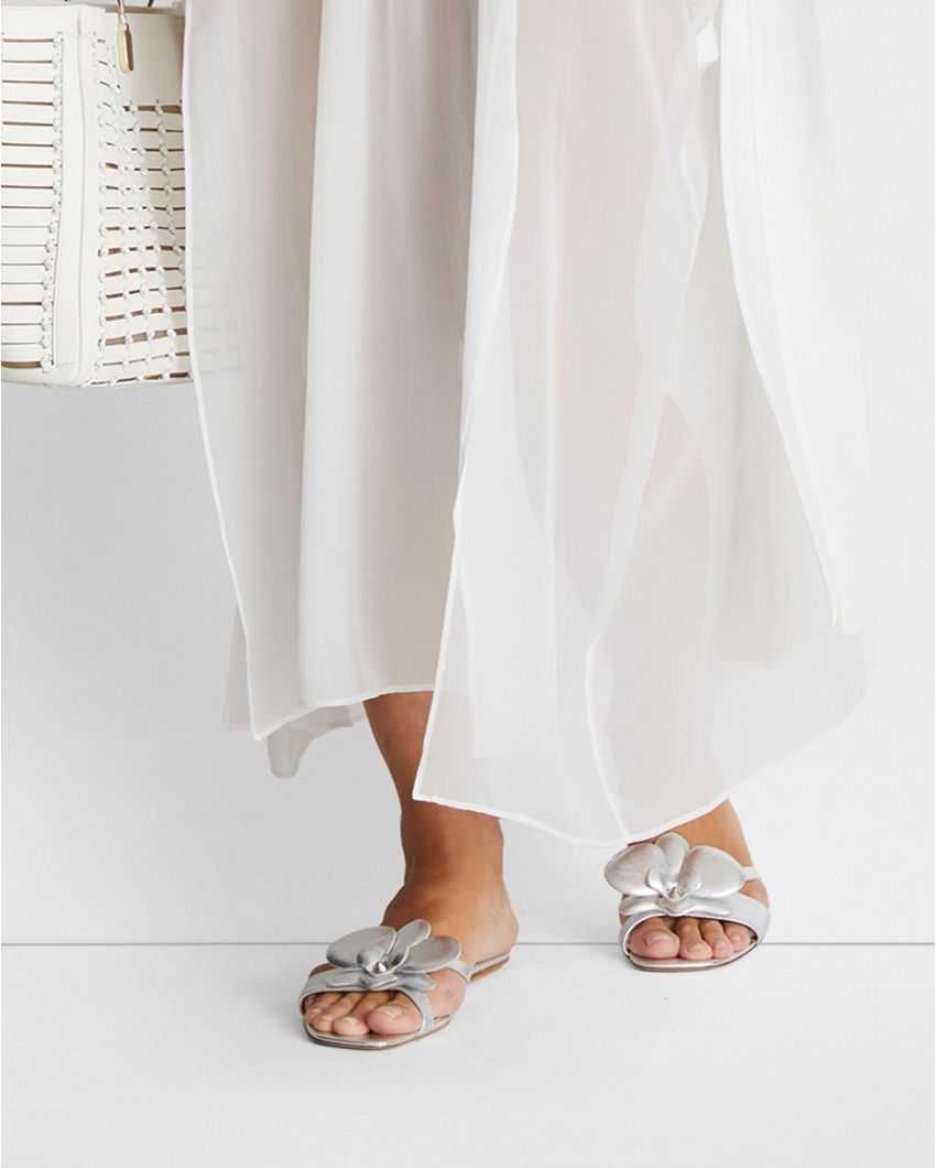 Flat nappa leather sandals with Orchid