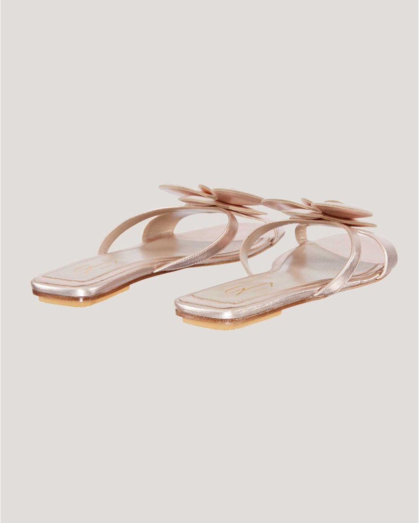 Flat nappa leather sandals with Orchid
